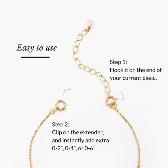 Women Men 14K Gold Filled Silver Jewelry Extender 2 4 6" Adjustable Strong Durab - Picture 5 of 6